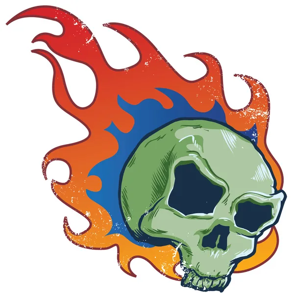 Flaming cráneo tatuaje estilo vector illust — Vector de stock