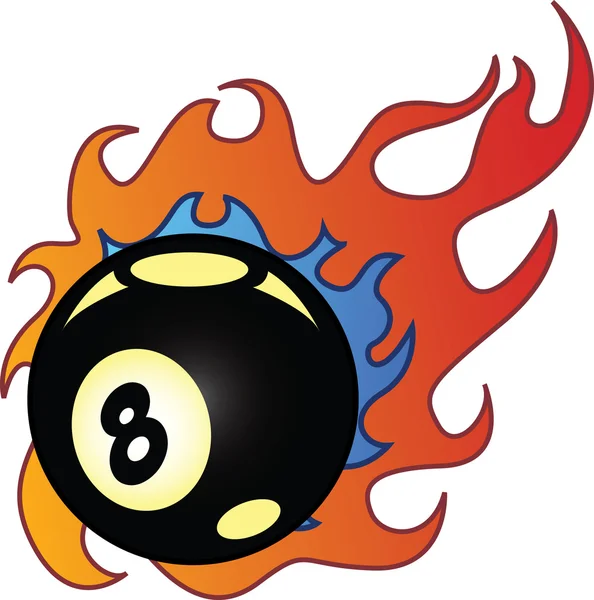 Flammande eightball vektor illustration — Stock vektor