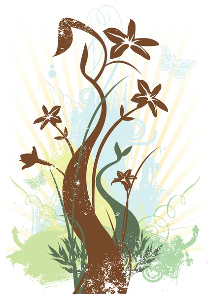 Spring floral grunge vector illustration — Stock Vector