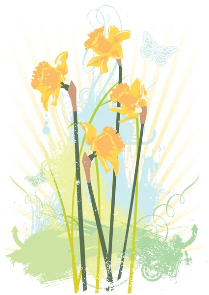 Primavera floreale grunge vettoriale illustrazione — Vettoriale Stock