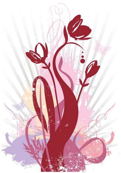 Άνοιξη floral grunge εικονογράφηση φορέας — Διανυσματικό Αρχείο