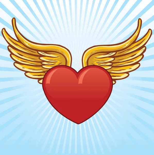 Coração com asas ilustração vetorial — Vetor de Stock
