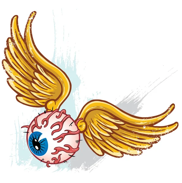 Style punk dessiné à la main volant globe oculaire esprit — Image vectorielle