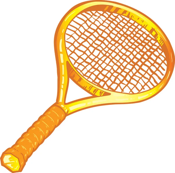 Gold tennis racket illustration — Stock Vector