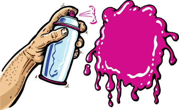 Mão com spray pode illus vetor cartoon — Vetor de Stock