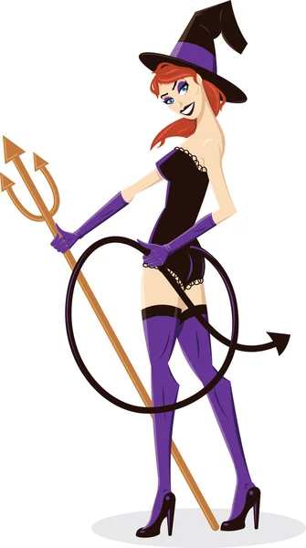 Méchante sorcière Halloween Pin-up illustrati — Image vectorielle