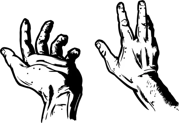 恐惧表达式中的手 — 图库矢量图片