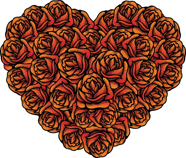 Herzförmiger Strauß Rosen zum Valentinstag — Stockvektor