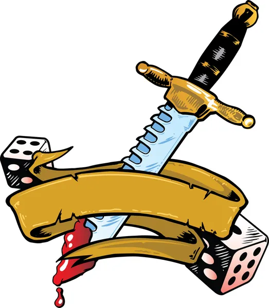 Illustration vectorielle de poignard et de dés avec — Image vectorielle