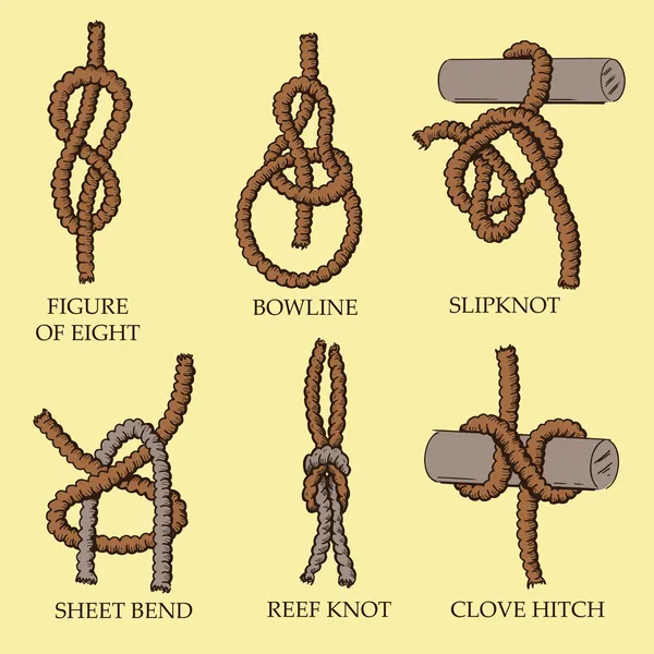 Eine Sammlung von Knoten und Haken illust — Stockvektor