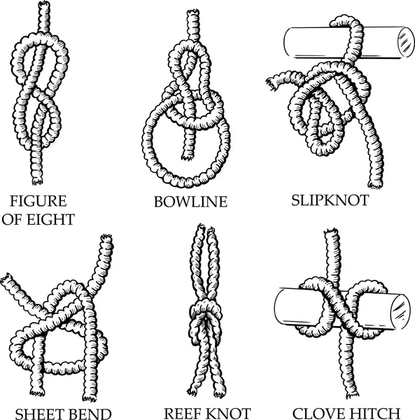 Eine Sammlung von Knoten und Haken illust — Stockvektor