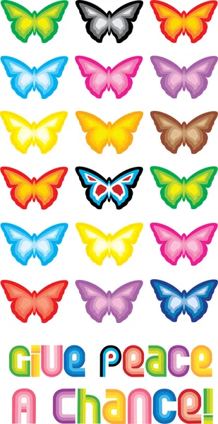 Πεταλούδα σύμβολο ειρήνης - ειρήνη Δώστε ένα χ. — Διανυσματικό Αρχείο