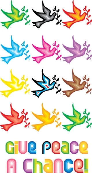 Περιστέρια σύμβολο ειρήνης - ειρήνη δώστε μια ευκαιρία — Διανυσματικό Αρχείο
