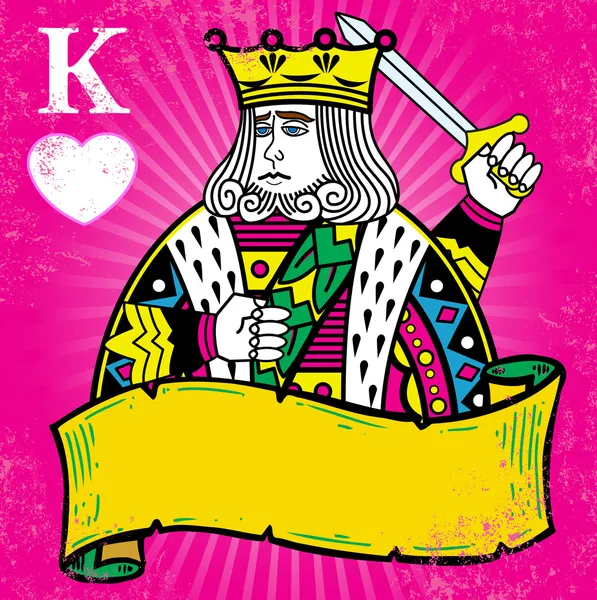 Цветной король червей со знаменем — стоковый вектор