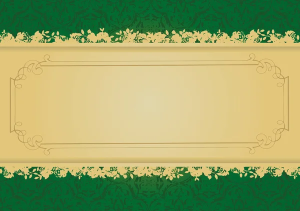 Винтажный зелёный и золотой декоративный баннер — стоковый вектор