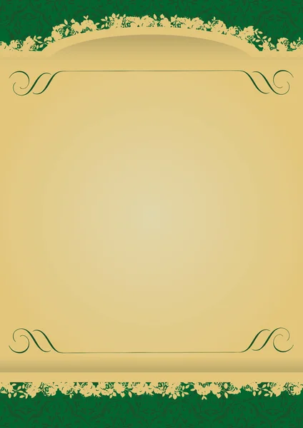 Banner decorativo Vintage verde y oro — Vector de stock