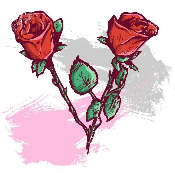 Beautiful Valentines Day Roses Vector Il — Stock Vector