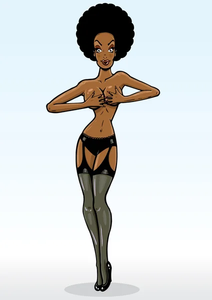 Hermosa afro americano modelo pin hasta sty — Archivo Imágenes Vectoriales