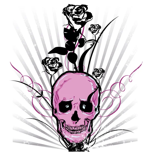 Calavera y rosas Vector ilustración — Vector de stock