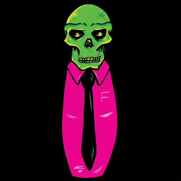 Totenkopf mit Anzug und Krawatte — Stockvektor