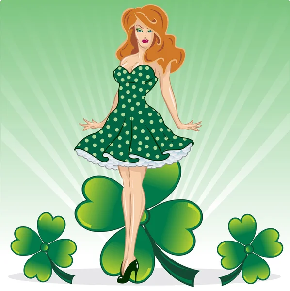 stock vector St Patricks Day pin up with clover vecto