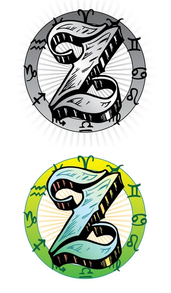Tatuaje estilo letra Z con símbolo relevante — Archivo Imágenes Vectoriales