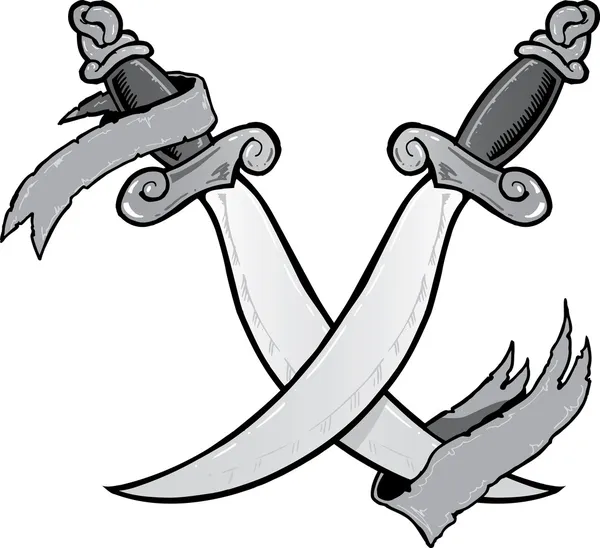 Couteaux jumeaux tatouage style vecteur illustr — Image vectorielle