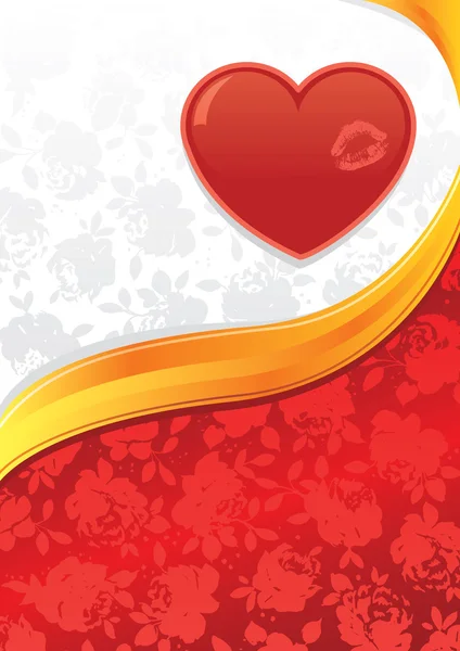 Valentinky srdce a růže pozadí ve — Stockový vektor