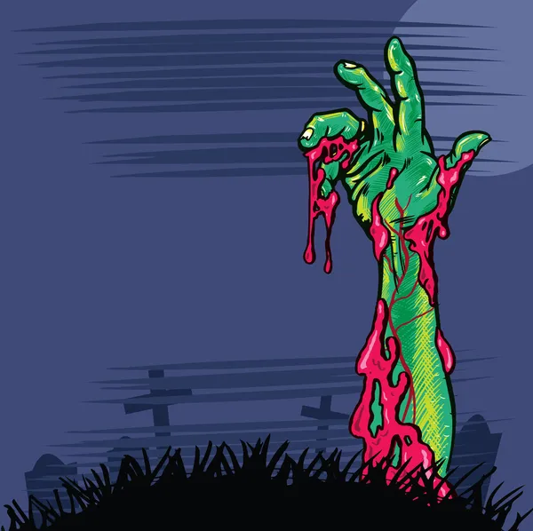 Zombie-Hand kommt aus dem Boden — Stockvektor