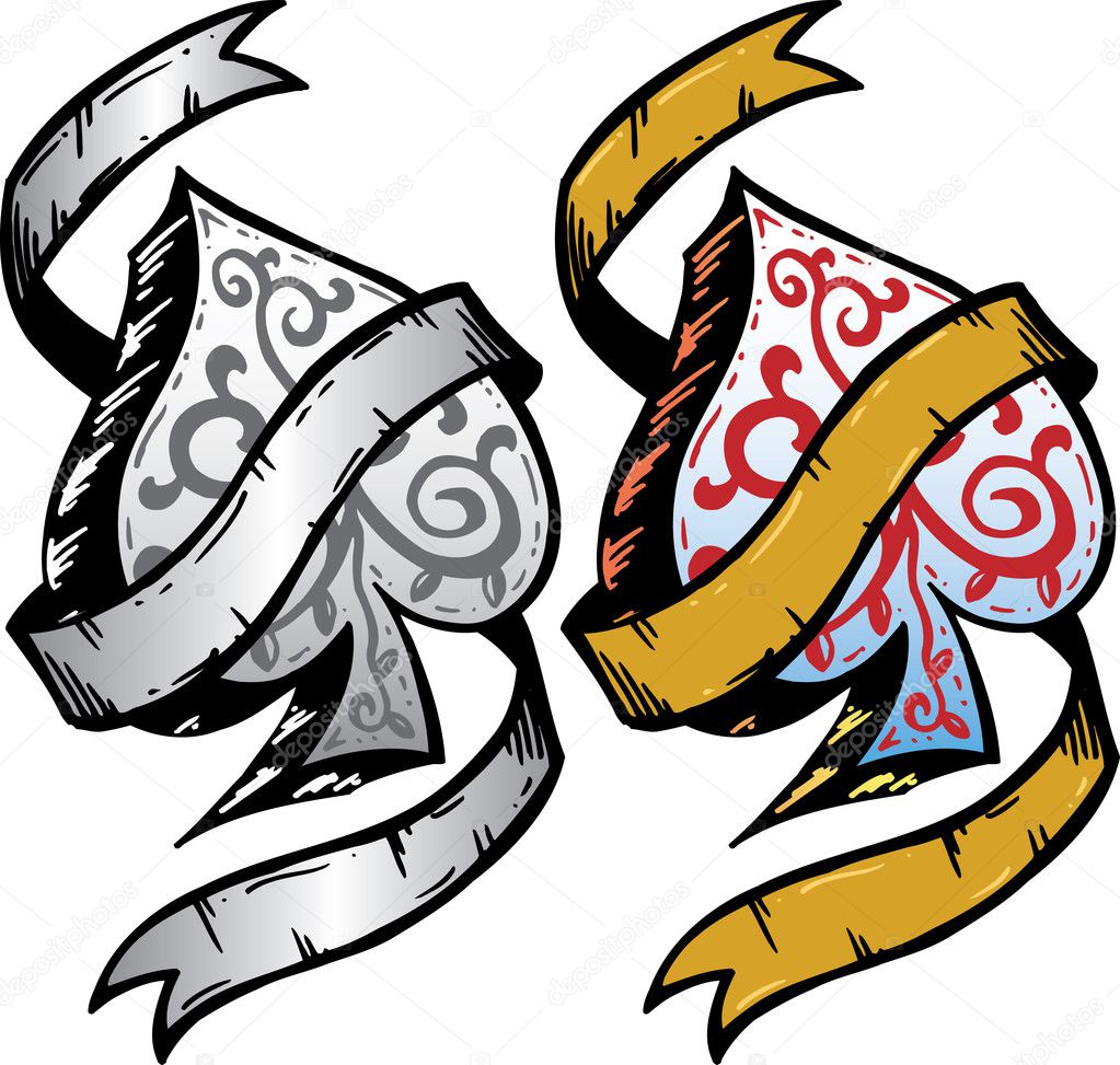 Ace of Spades tattoo style vector illust