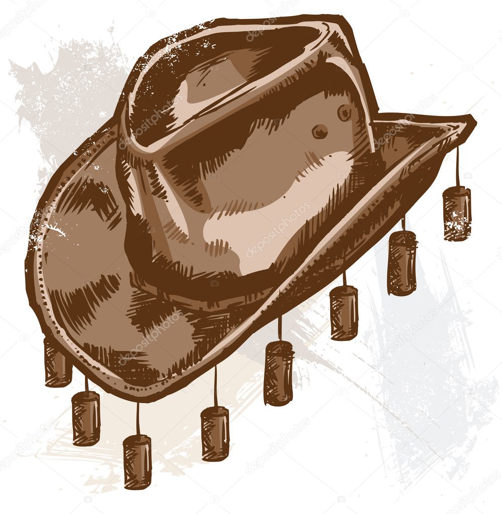 Vector illustration of a cowboy or Austr