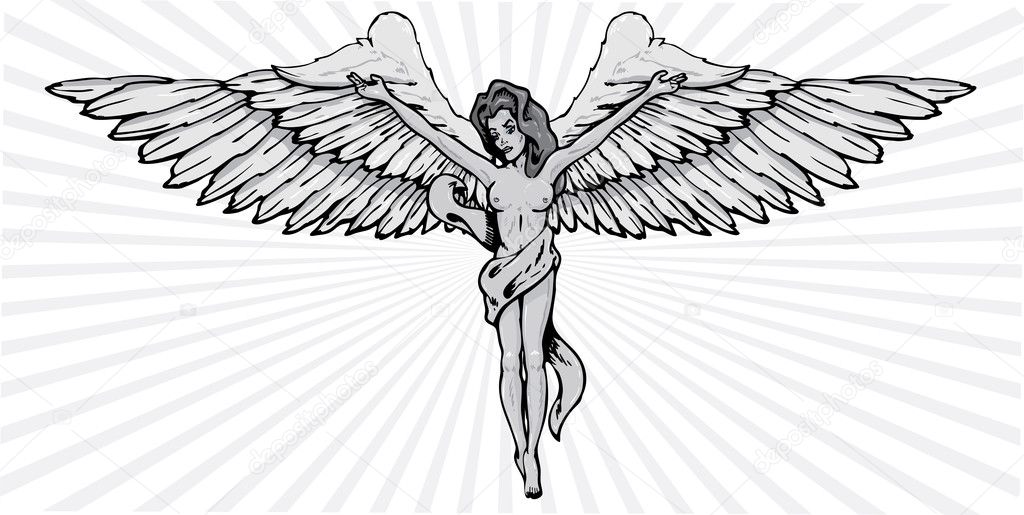 Female angel in a crucifix pose vector i