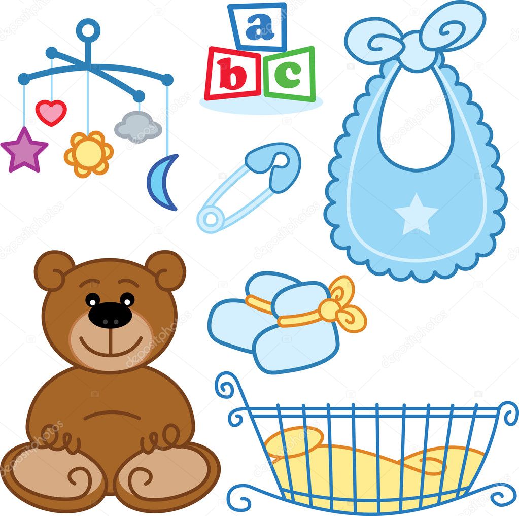 Cute New born baby toys graphic elements