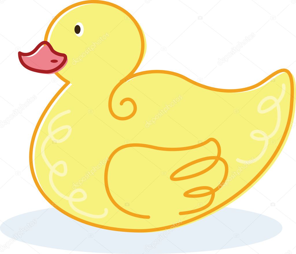 Cute yellow duck vector illustration