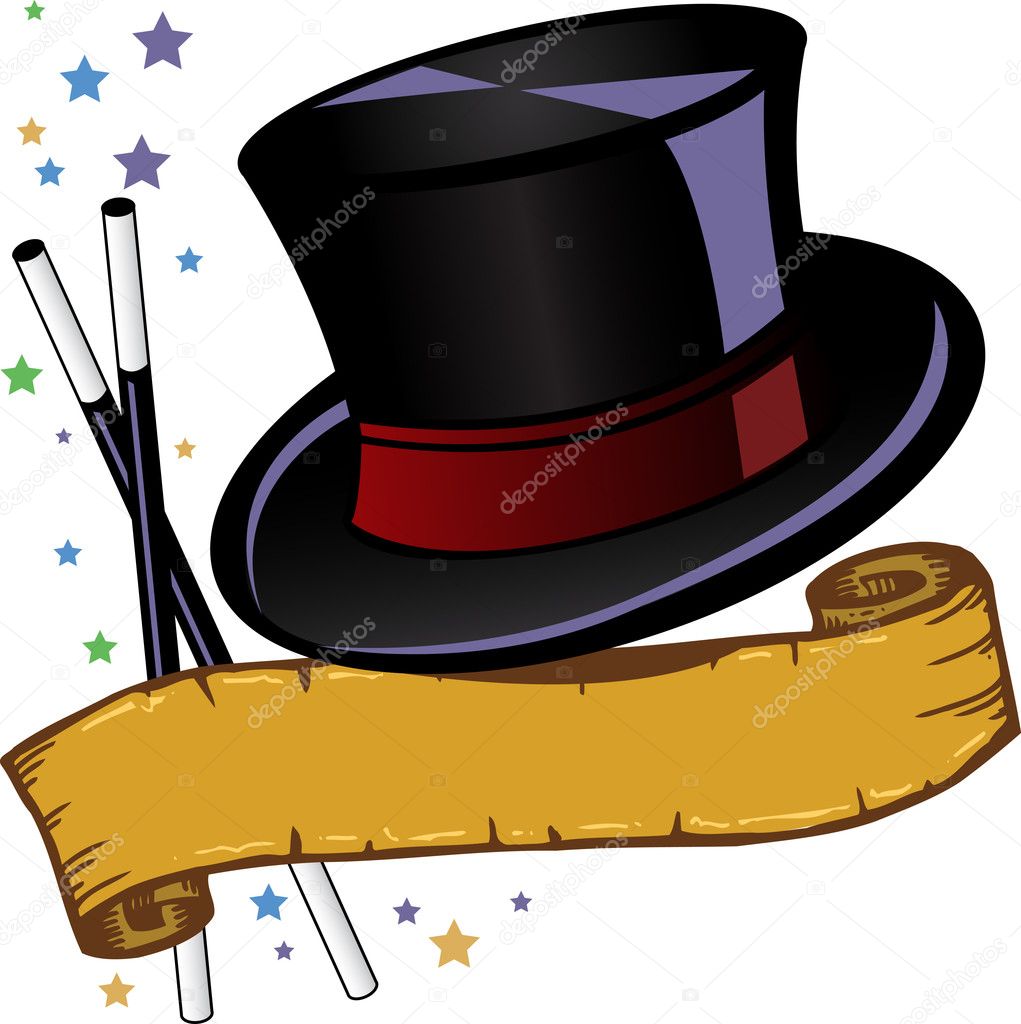 Magic theme top hat and banner vector il