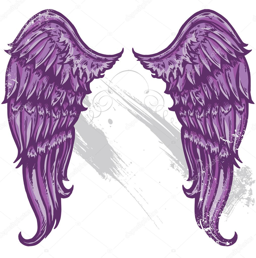 Hand drawn tattoo style wings converted