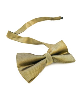 Gold bow tie isolated against white clipart