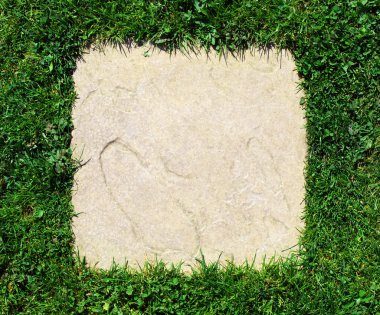 Grass border and stone slab clipart