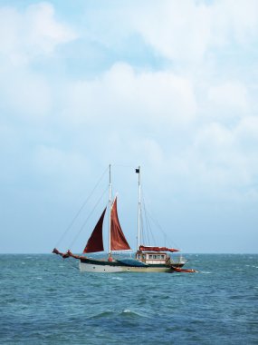 Small boat in the ocean clipart