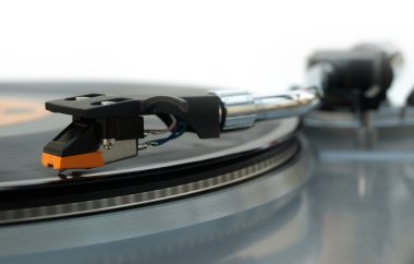 Vinyl record player stylus close up deta clipart