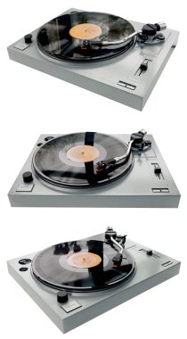 Complete record player from left right a clipart
