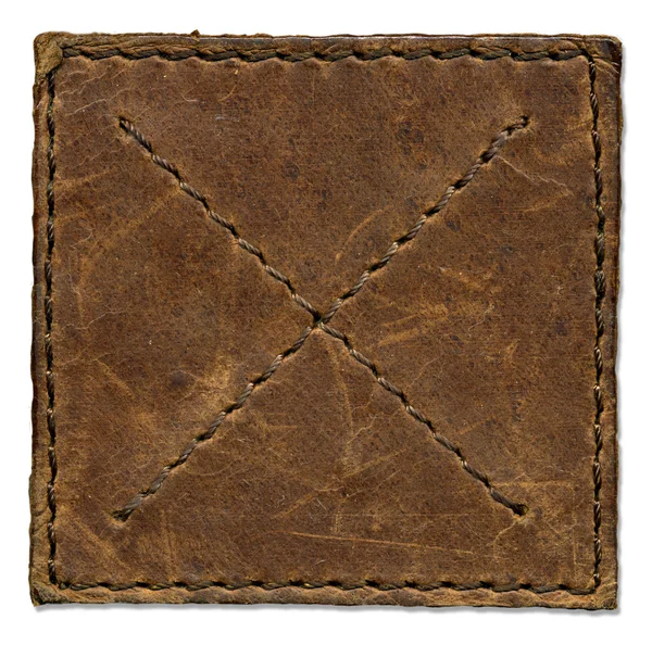 Brown scratched leather patch — Stock Photo, Image