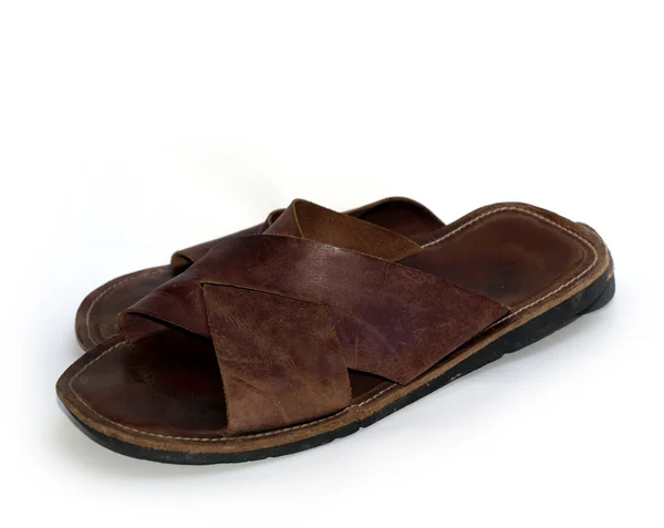 Staré, opotřebované plážové sandály — Stock fotografie