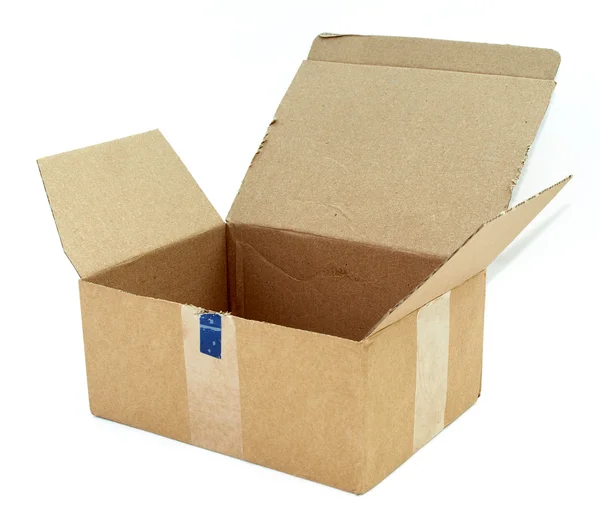 Открытая картонная коробка — стоковое фото