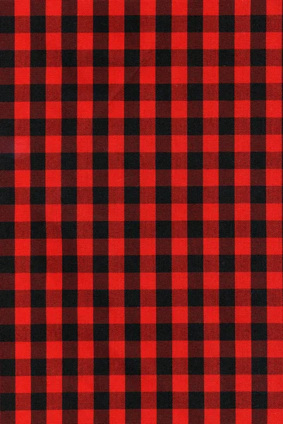 Tekstur kain catur merah dan hitam — Stok Foto