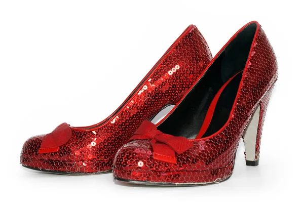 Damer sexiga röda sparkle högklackade skor — Stockfoto