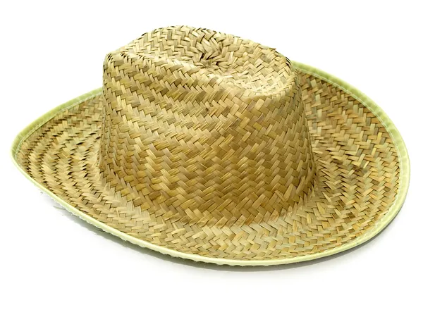 Chapéu de cowboy de palha isolado contra branco — Fotografia de Stock