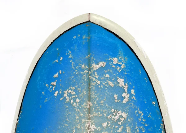 Nose of a bright blue surfboard against — Stock Photo, Image