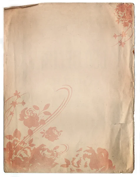 Staré papírové pozadí textury s flor — Stock fotografie