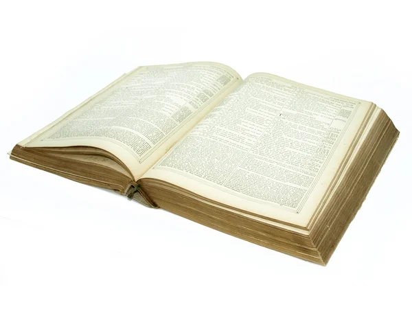 Izole büyük vintage açık İncil detay — Stok fotoğraf